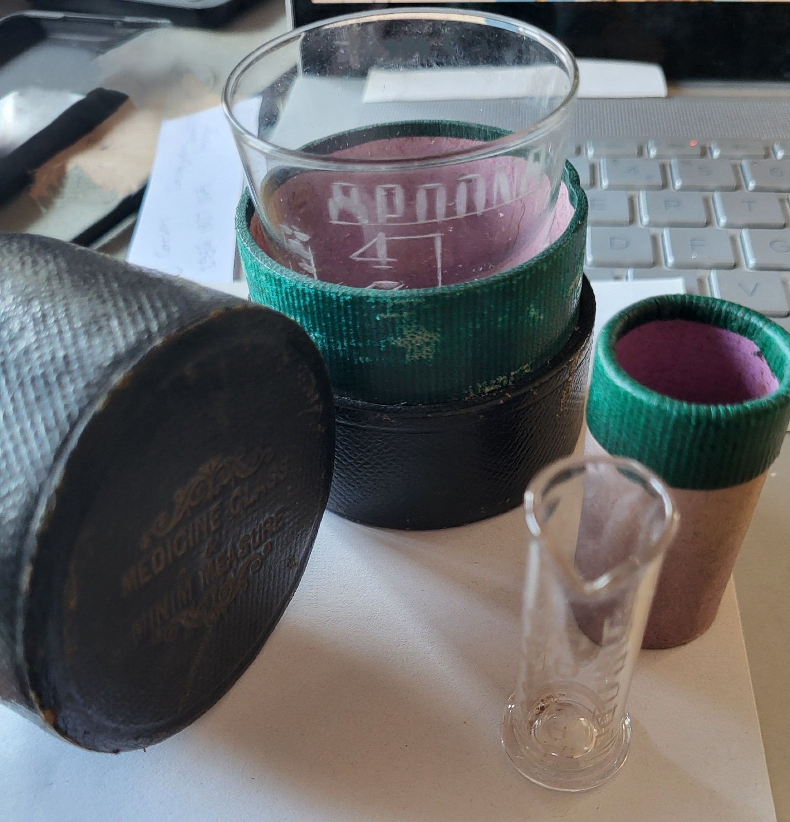 Antique Measuring Glasses & Cases. Refxad