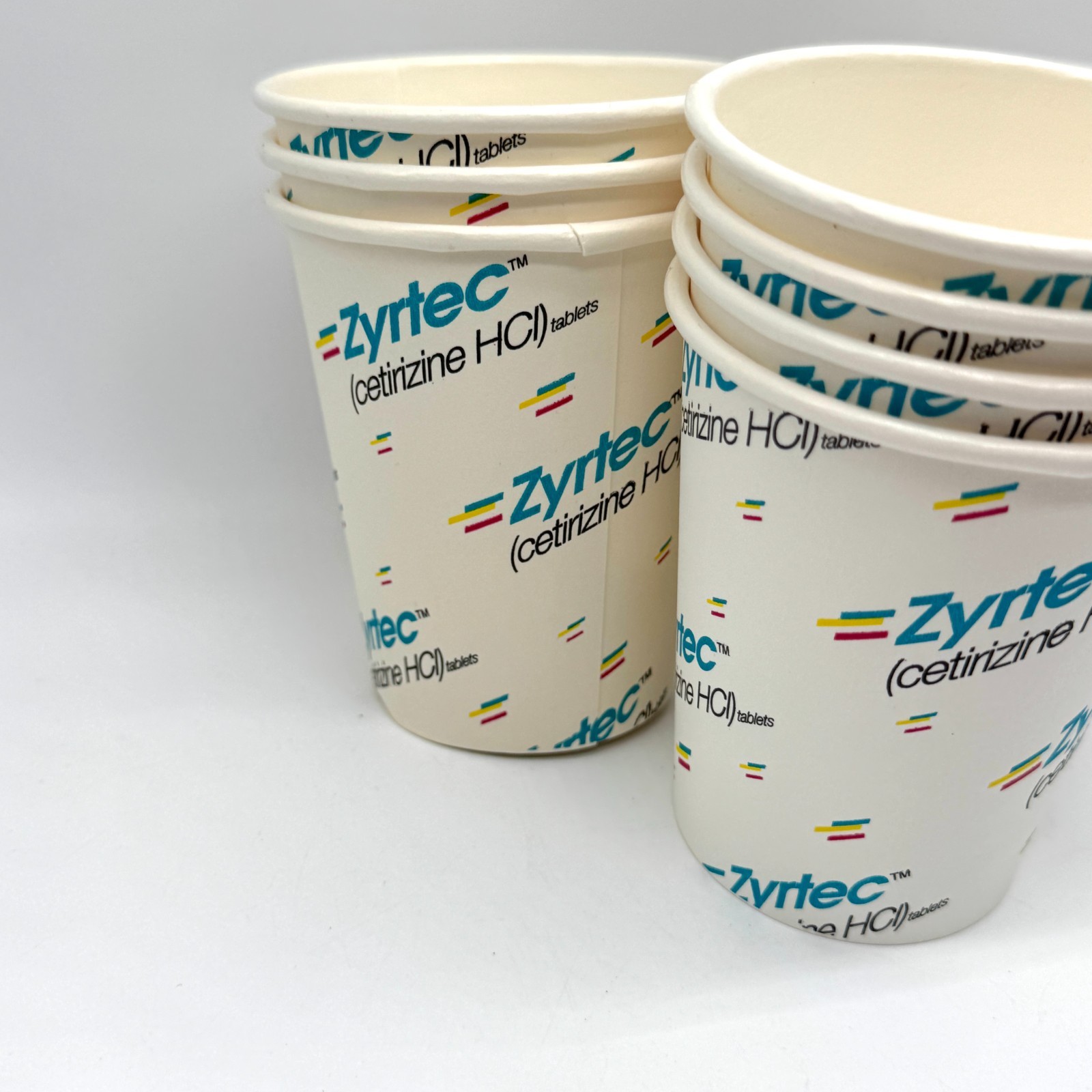Vintage Zyrtec Pfizer 90s Promo Paper Cups x10 Pharmaceutical Deadstock