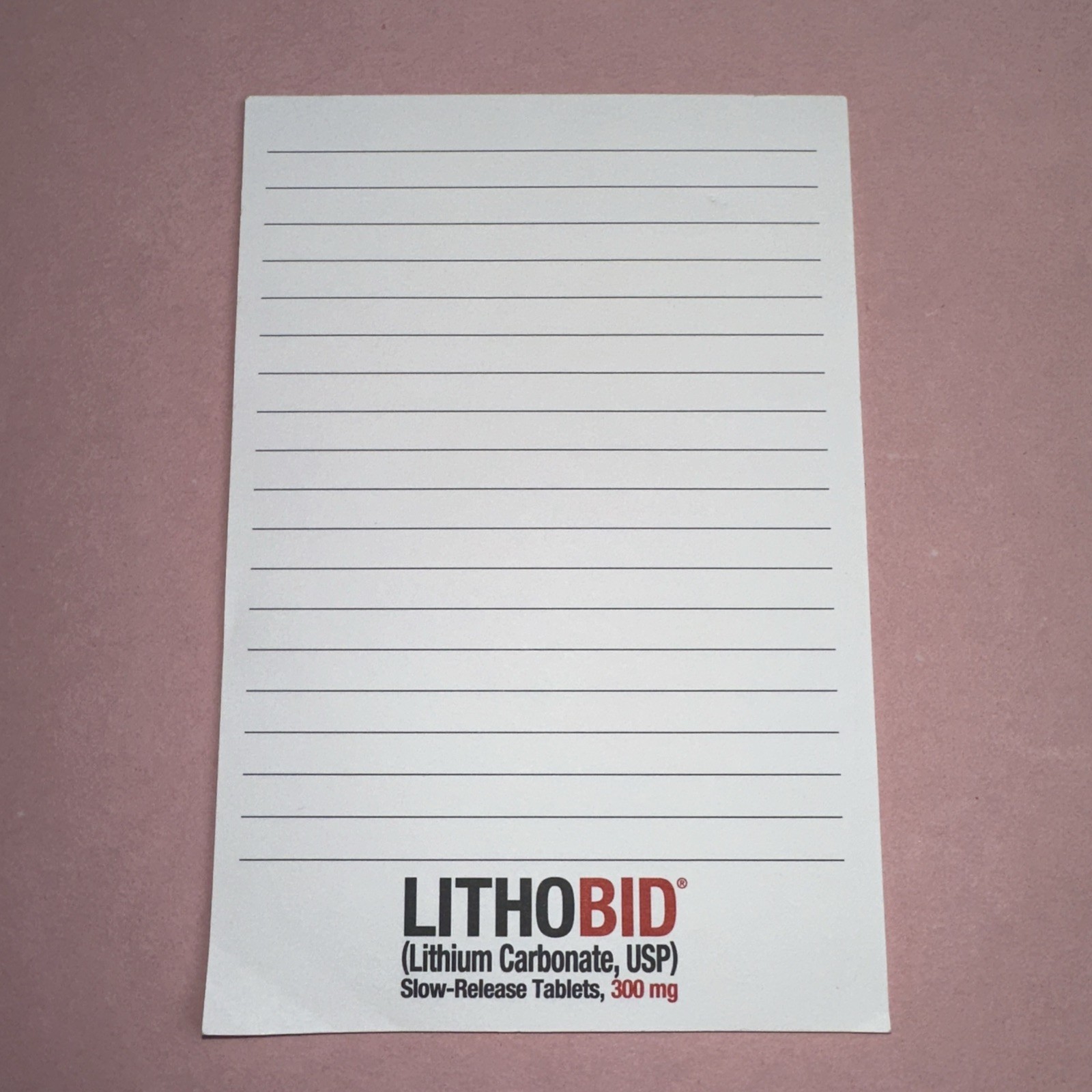 Vintage LITHOBID Drug Rep Promo ~4×6” Post-it Note Pad – 15 Sheets Remain
