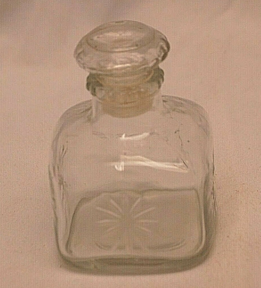 Lavoris Mouthwash Medicine Glass Square Bottle with Stopper Vintage
