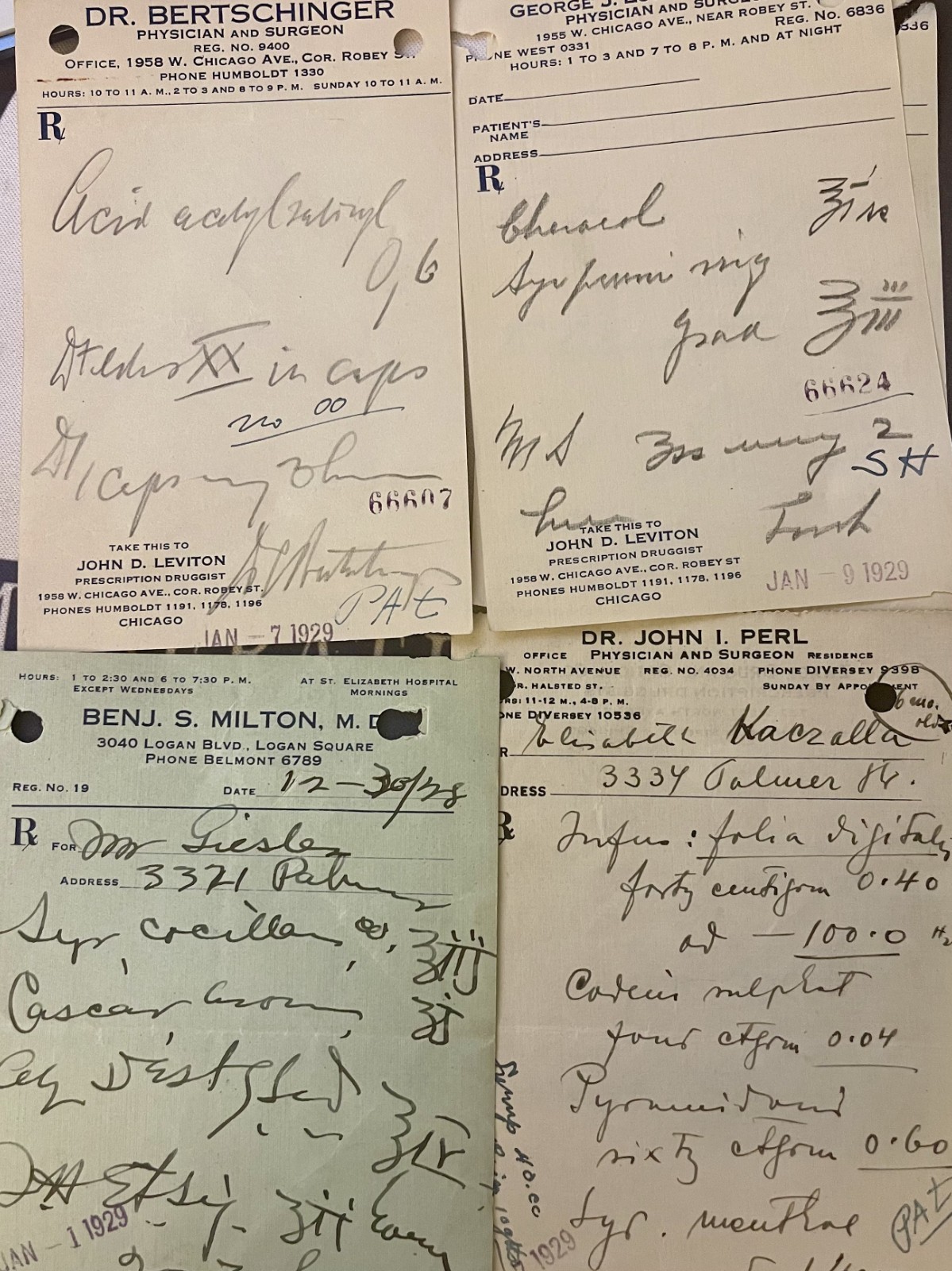 Set of 20 Vintage Medical Prescriptions – 1929 Handwritten Pharmacy