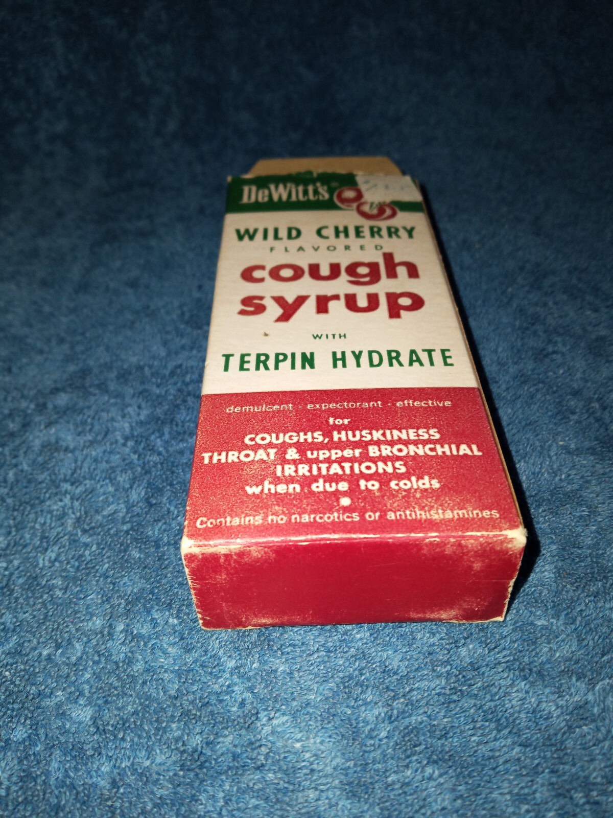 Vtg DeWitt’s Wild Cherry Flavored Box Paperwk Medicine Pharmacy Cough Syrup NOS