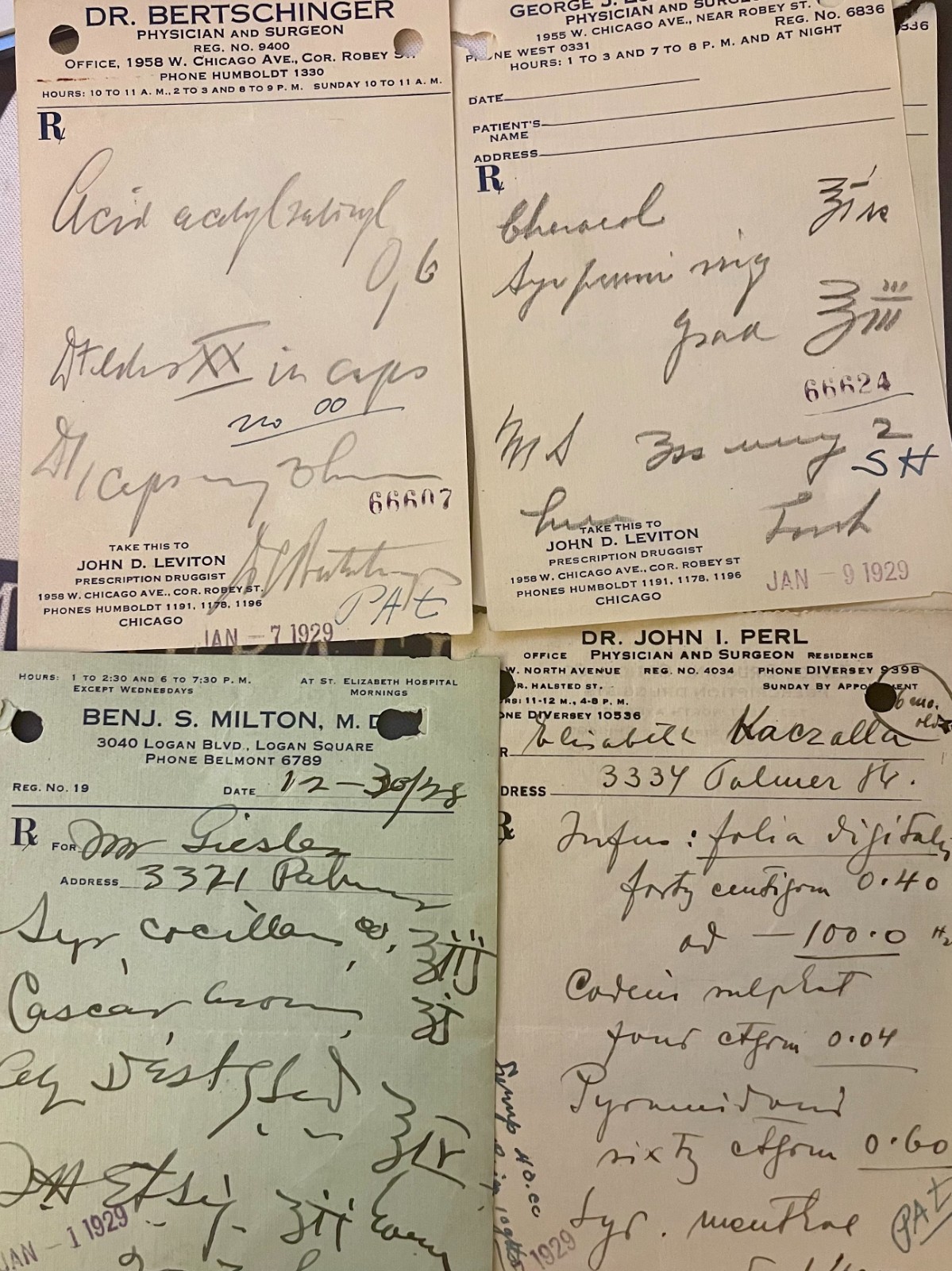 Set of 20 Vintage Medical Prescriptions – 1929 Handwritten Pharmacy
