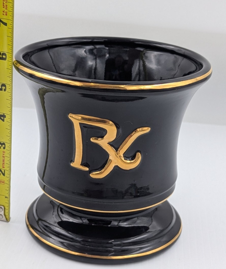 Vintage Pharmacy Mortar “Fashioned by Blair” 1950s Black Large 6″ – No Pestle