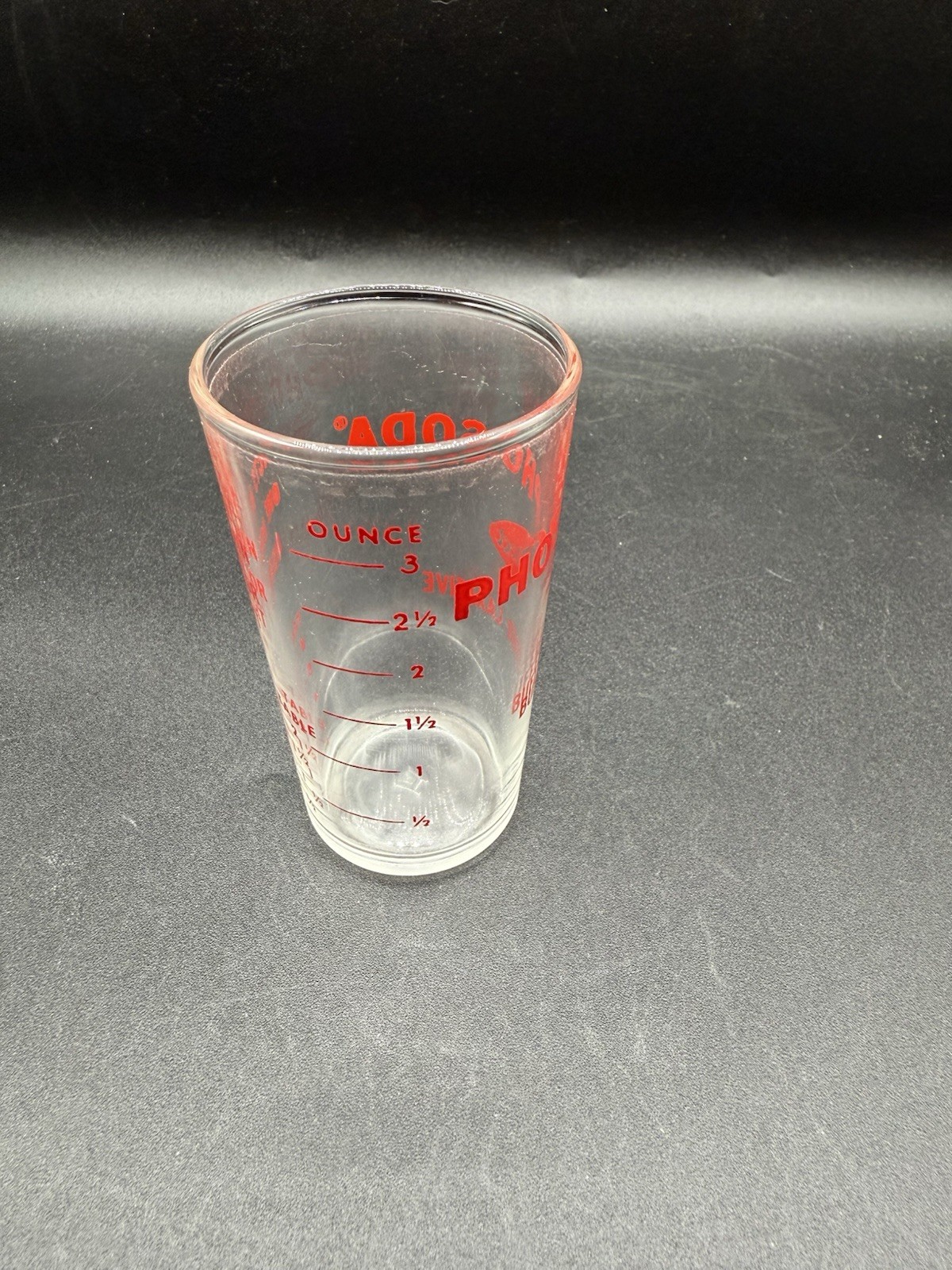 Fleet Phospho Soda Glass Measuring Cup Buffered Laxative Medical Ad Hazel Atlas