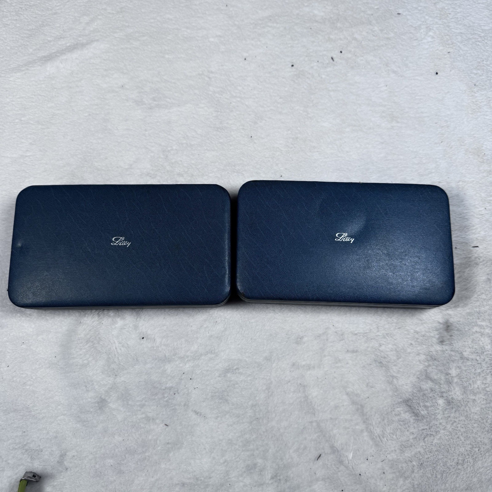 Vintage Eli Lilly Medical Ampule Case Lot of 2 Blue Metal Pharmacy Vial Tins