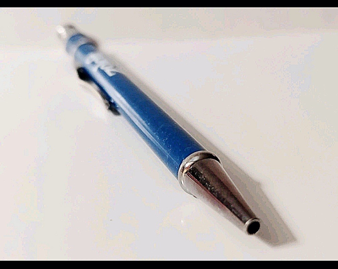 Vintage Pfizer Zoloft Marbled Blue Metal Click Ballpoint Pen Drug Rep Pharmacy