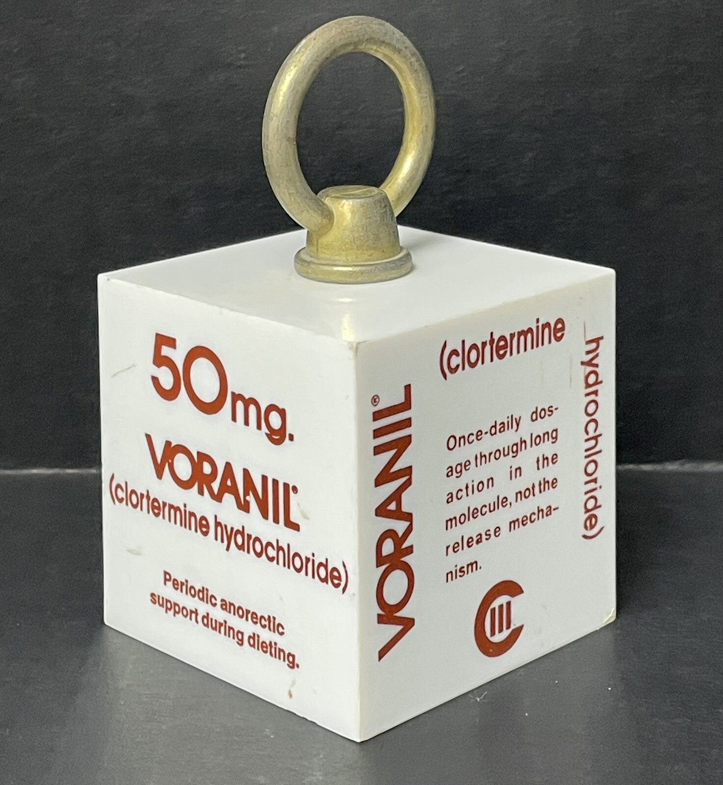 Vintage 1974 Voranil Clortermine Pharmaceutical Rep Marketing 2 lb Paperweight
