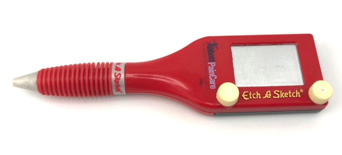 Vtg Abbott Pain Care Drug Rep Promo Merch Etch A Sketch Game Pen HTF Tested NWOP