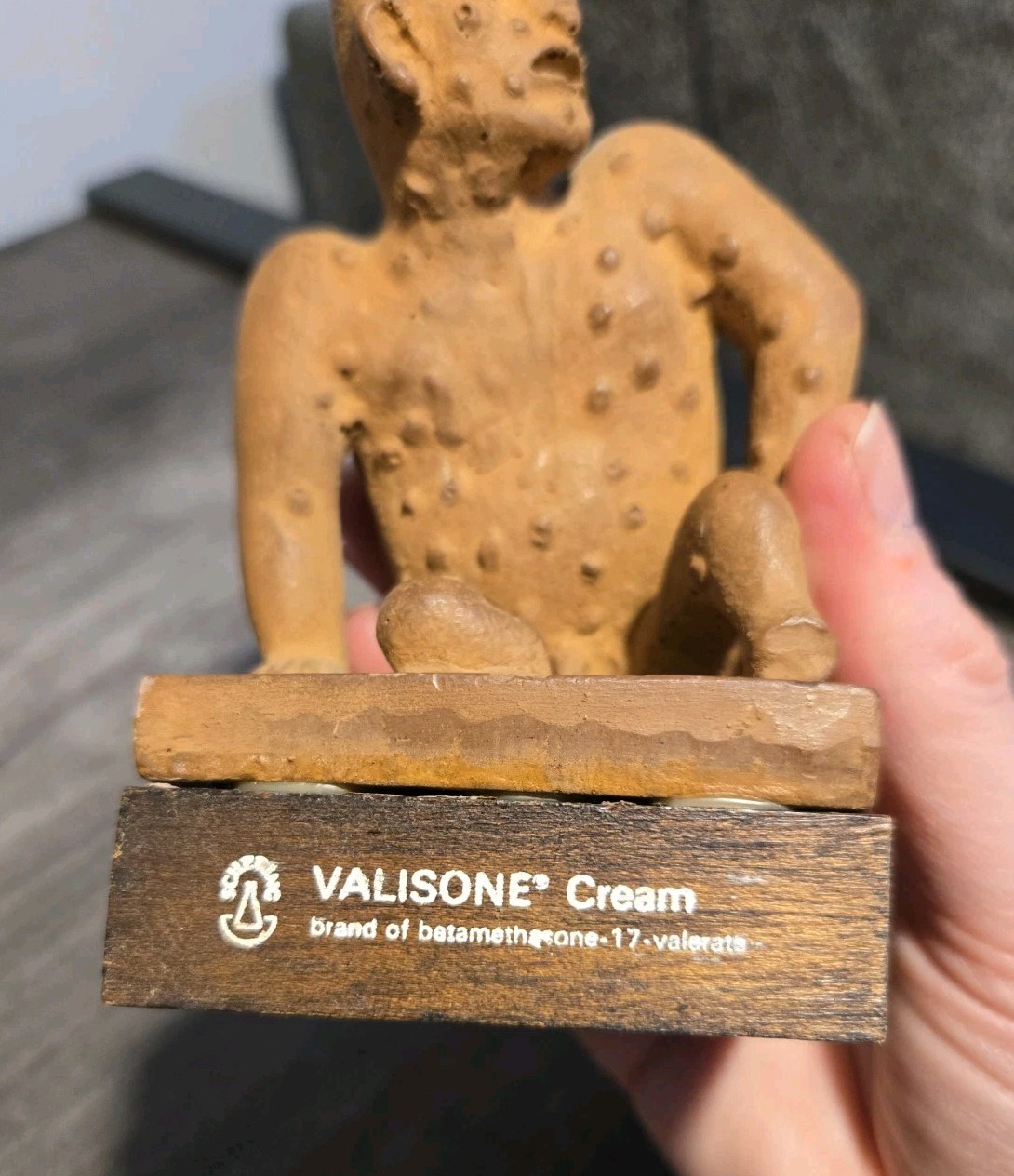 Vintage Pharmaceutical Advertising Figurine Valisone Cream Man With Skin Lesions