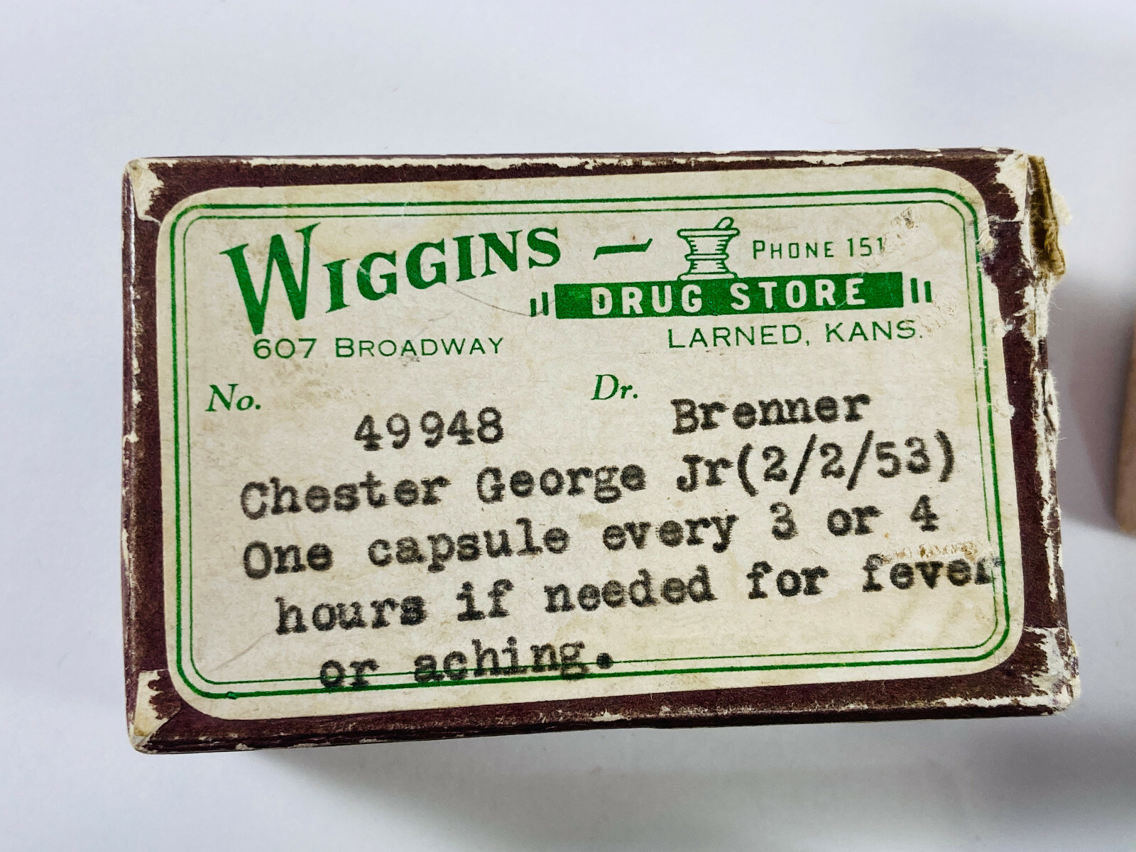 Lot (x4) Wiggins Drug Store 40s 50s Pill Medicine Boxes Codine Larned KS kansas