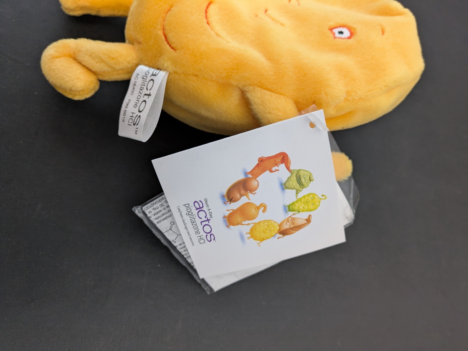 Actos Pharmaceutical Drug Rep Plush Beanbag Toy W/Tags Orange