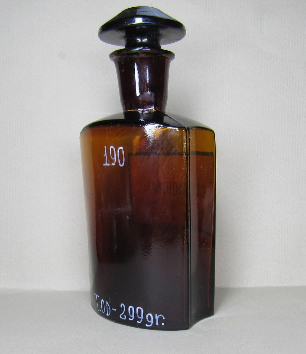 Vintage Medical Science Glass Bottle COLLODIUM ,Amber color,Germany №14727
