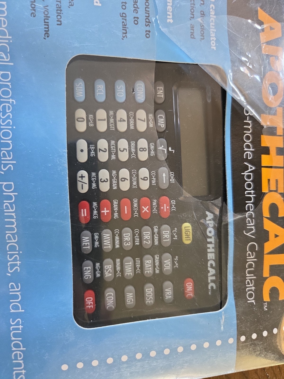 APOTHECALC 3-mode APOTHECARY CALULATOR. NEW IN BOX. Vintage. See Pictures