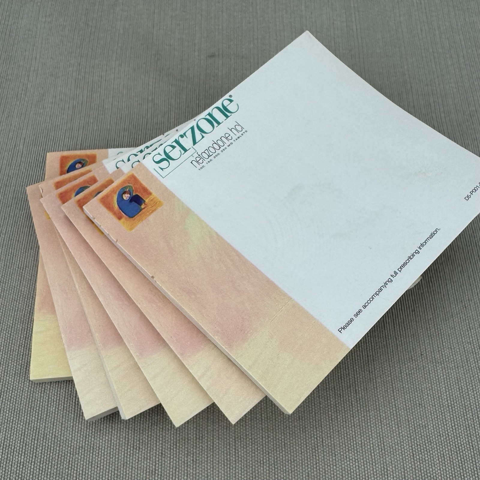 6 pads Serzone Post-It Notes Vintage Drug Rep Swag Nefazodone