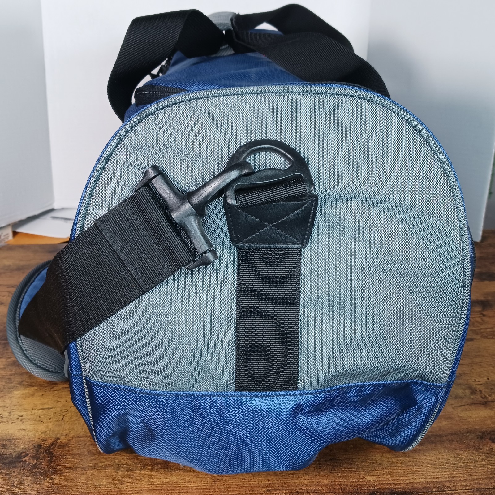 Vintage Lands End Johnson + Johnson Pharma Promotional Duffle Bag Blue Gray