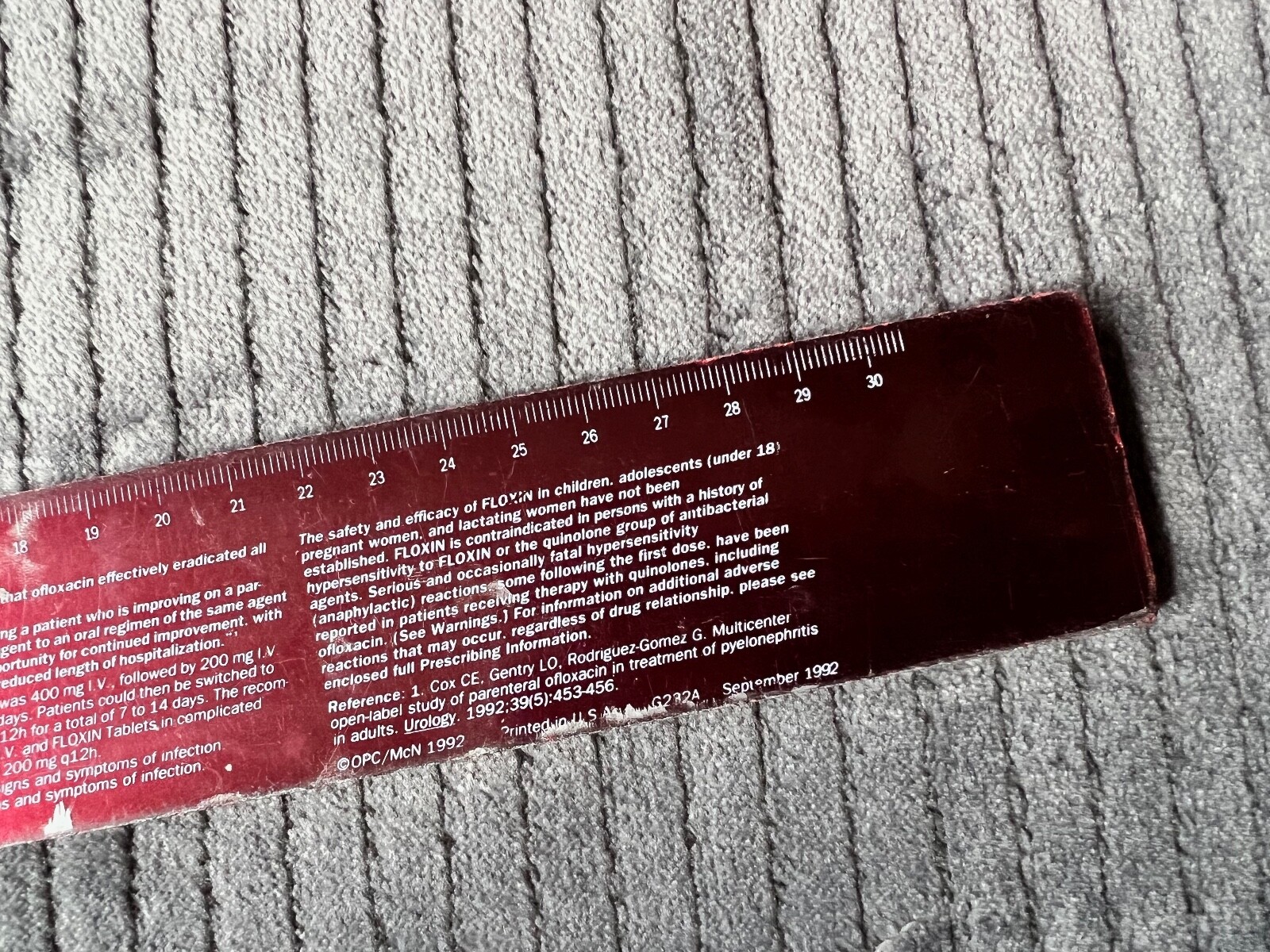 Vintage 1992 FLOXIN LOFLOXACIN Pharmaceutical Drug Rep RULER ~ Rare