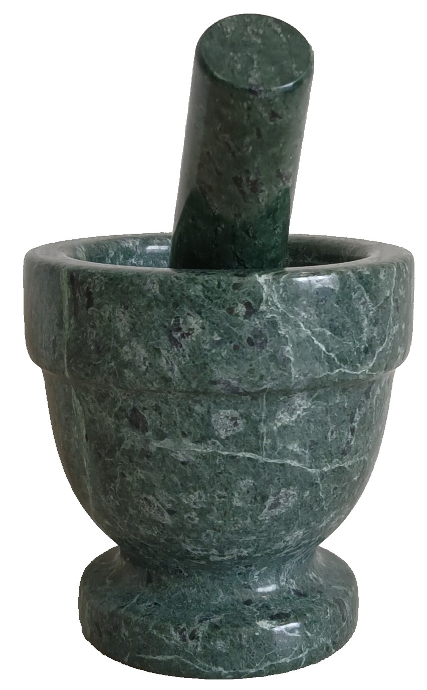 Green Natural Stone Marble Footed Mortar & Pestle 4″x3.77″