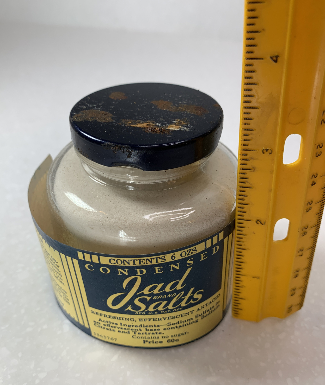 Pharmacy Apothecary Jar Cosmetics Vintage Old Stock Jad Brand Salts, Druggist