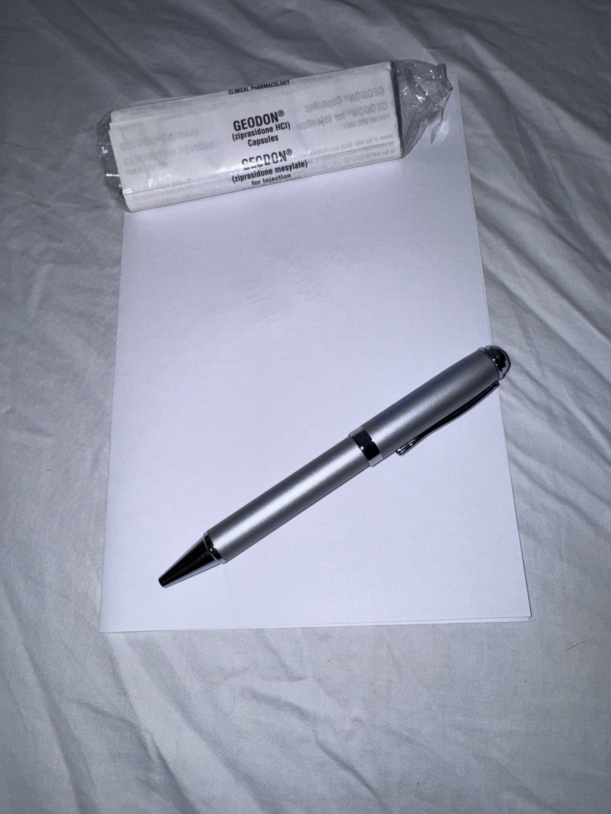 Metal Pfizer Geodon Drug Rep Pharmaceutical Promo Advertising Pen w/ Info Insert