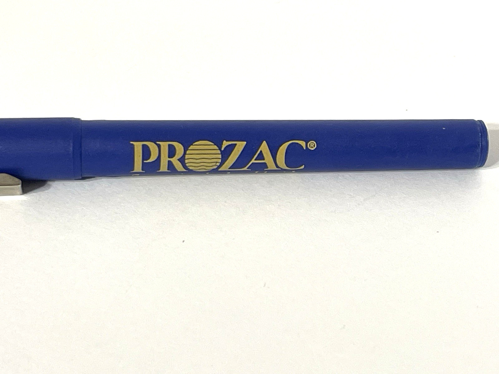 Pharmaceutical Drug Ink Rep Vintage Pen Prozac Collectible Yellow & Blue