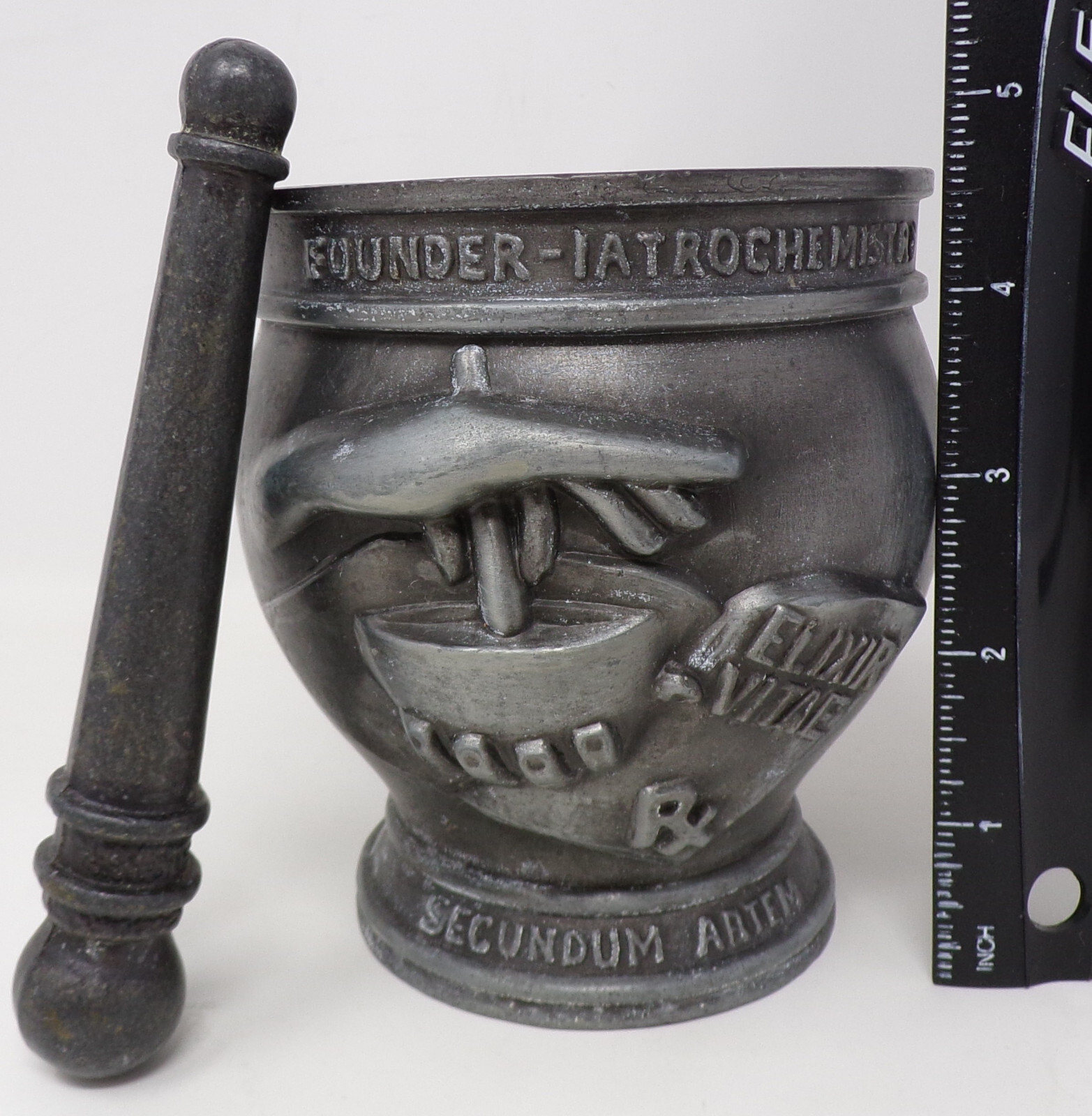Vintage Pewter Mortar & Pestle Display Only By Schering Corp. 1988