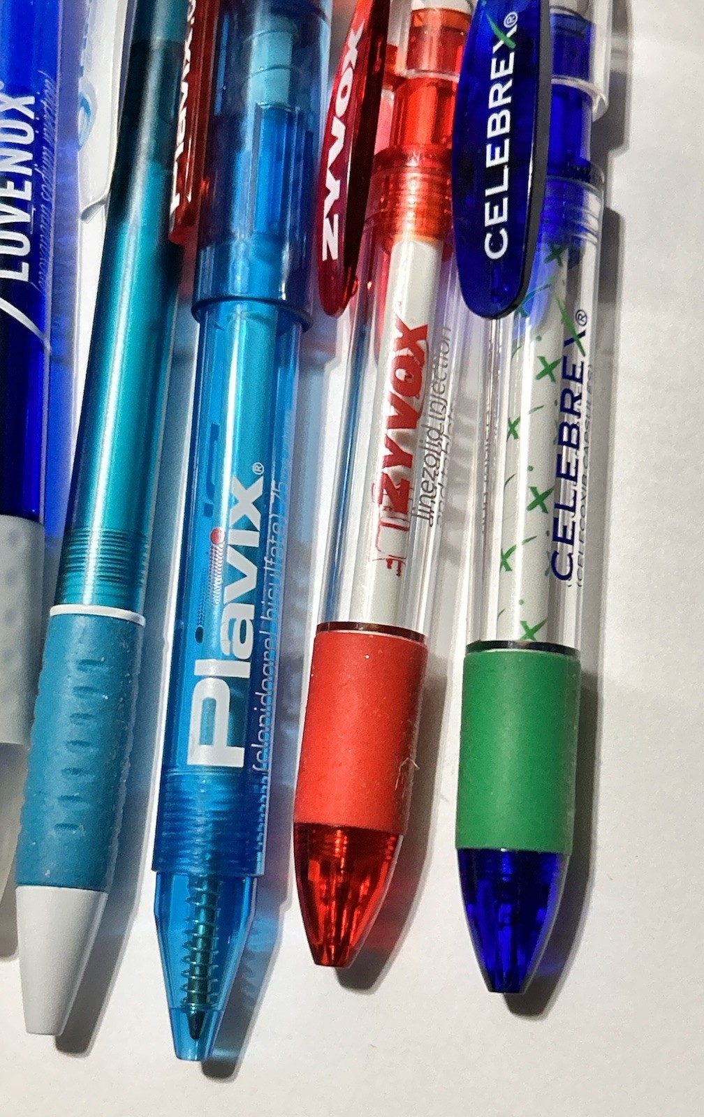 Lot: 5 Drug Rep Pharmacy Advertising Pens; Lovenox Plavix Lipitor Zyvox Celebrex