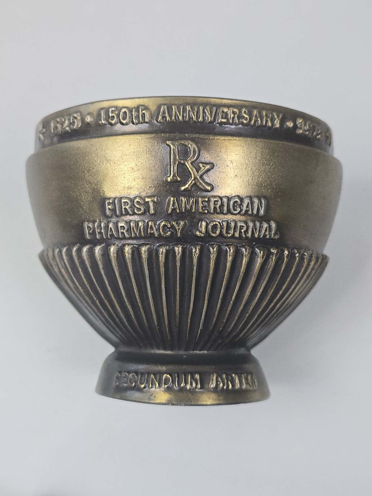 Vintage 150th Anniversary American Journal Pharmacy Brass Mortar & Pestle Set