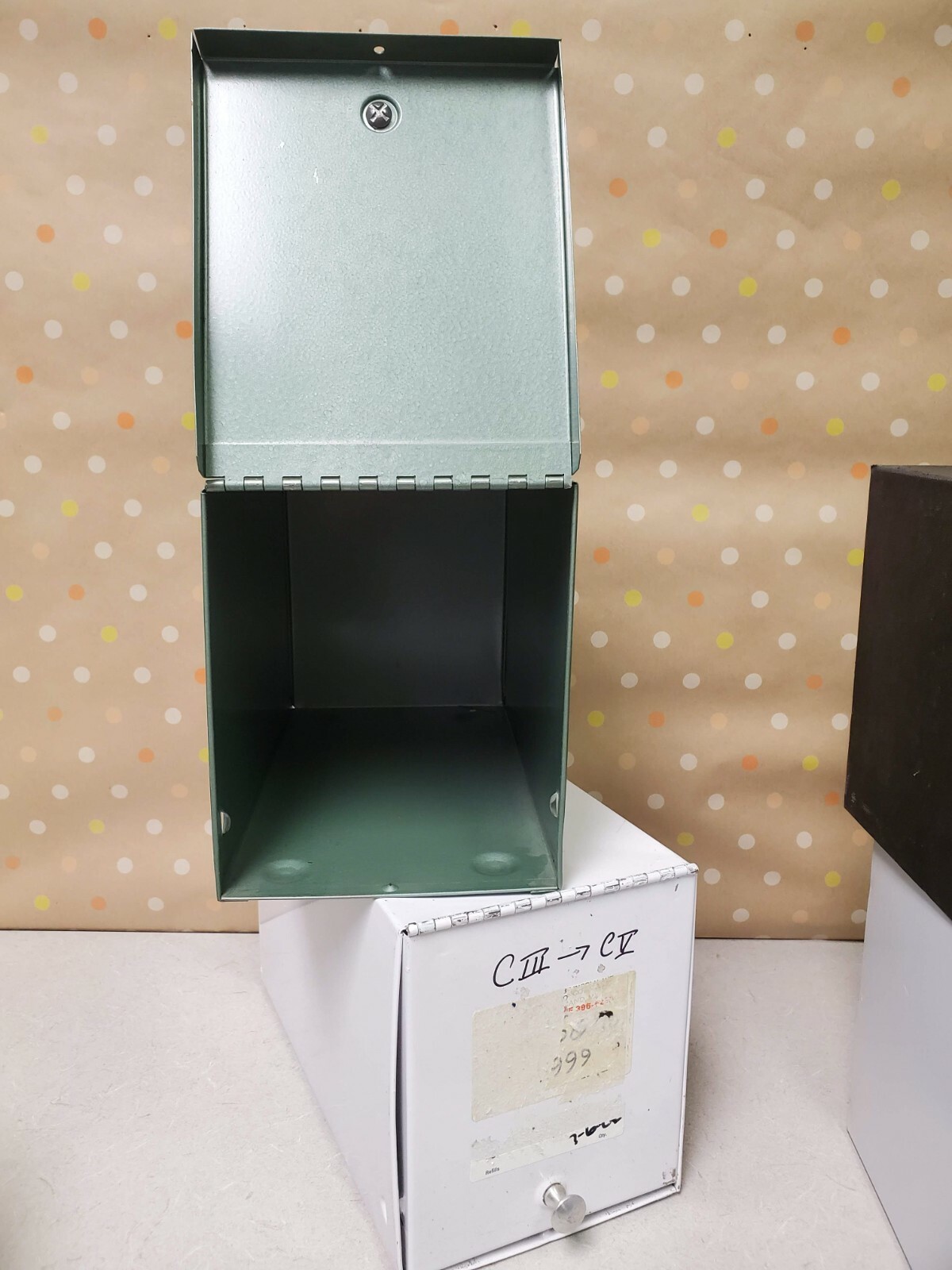 Single Vintage Metal Pharmacy File Record Box – Decor, Storage, Stackable