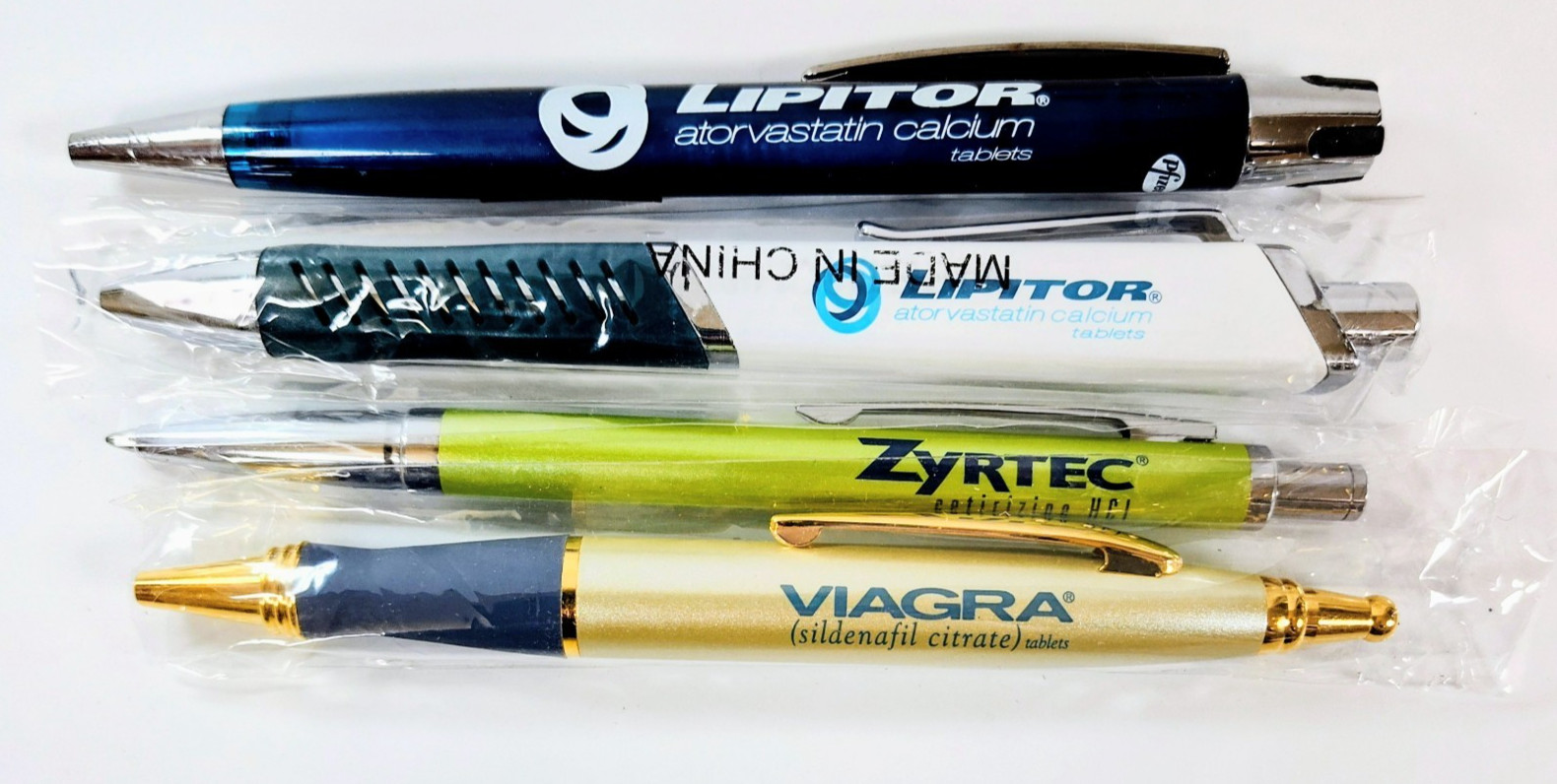 NOS Vintage Drug Rep Pens VIAGRA LIPITOR ZYRTEC Promo WORKS