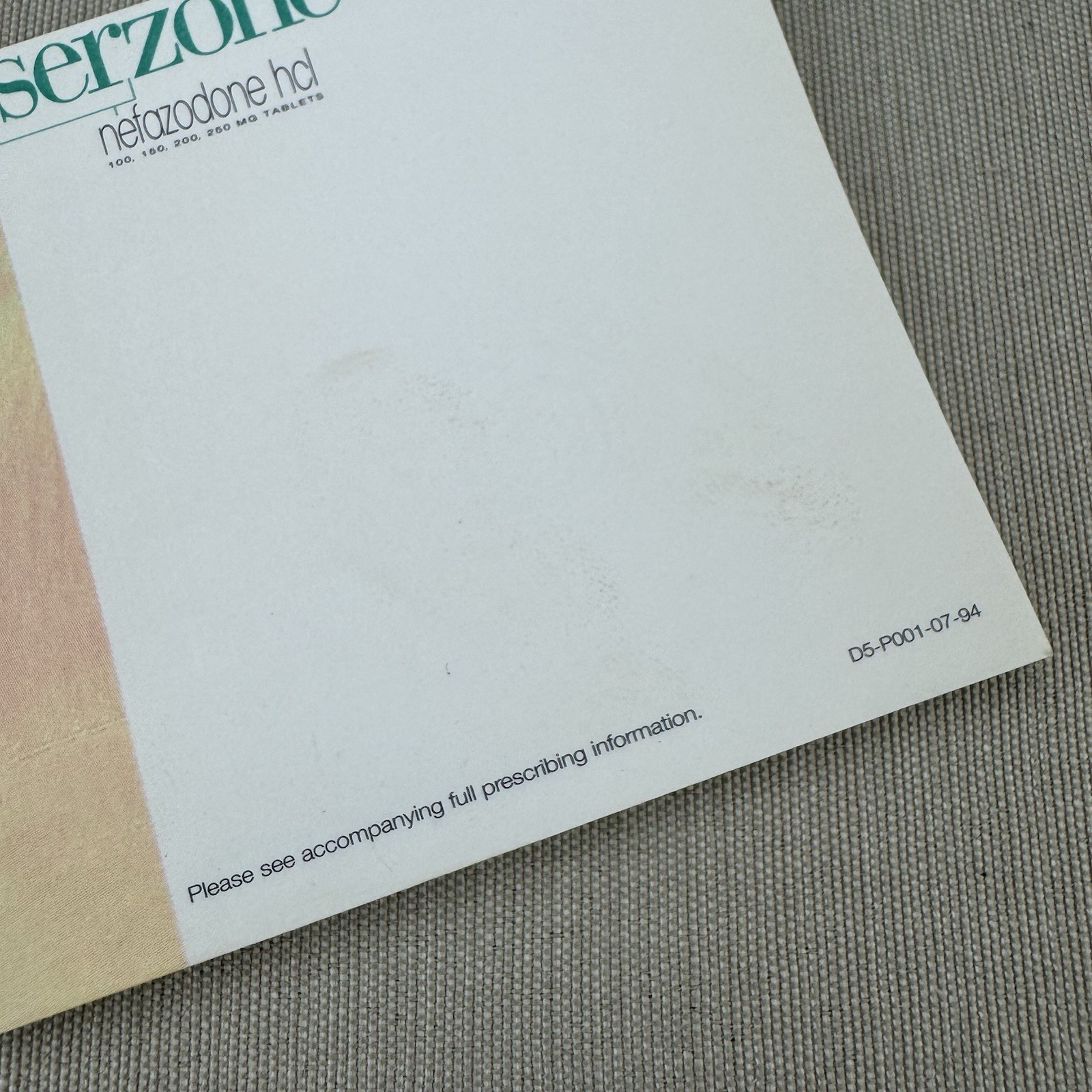 6 pads Serzone Post-It Notes Vintage Drug Rep Swag Nefazodone