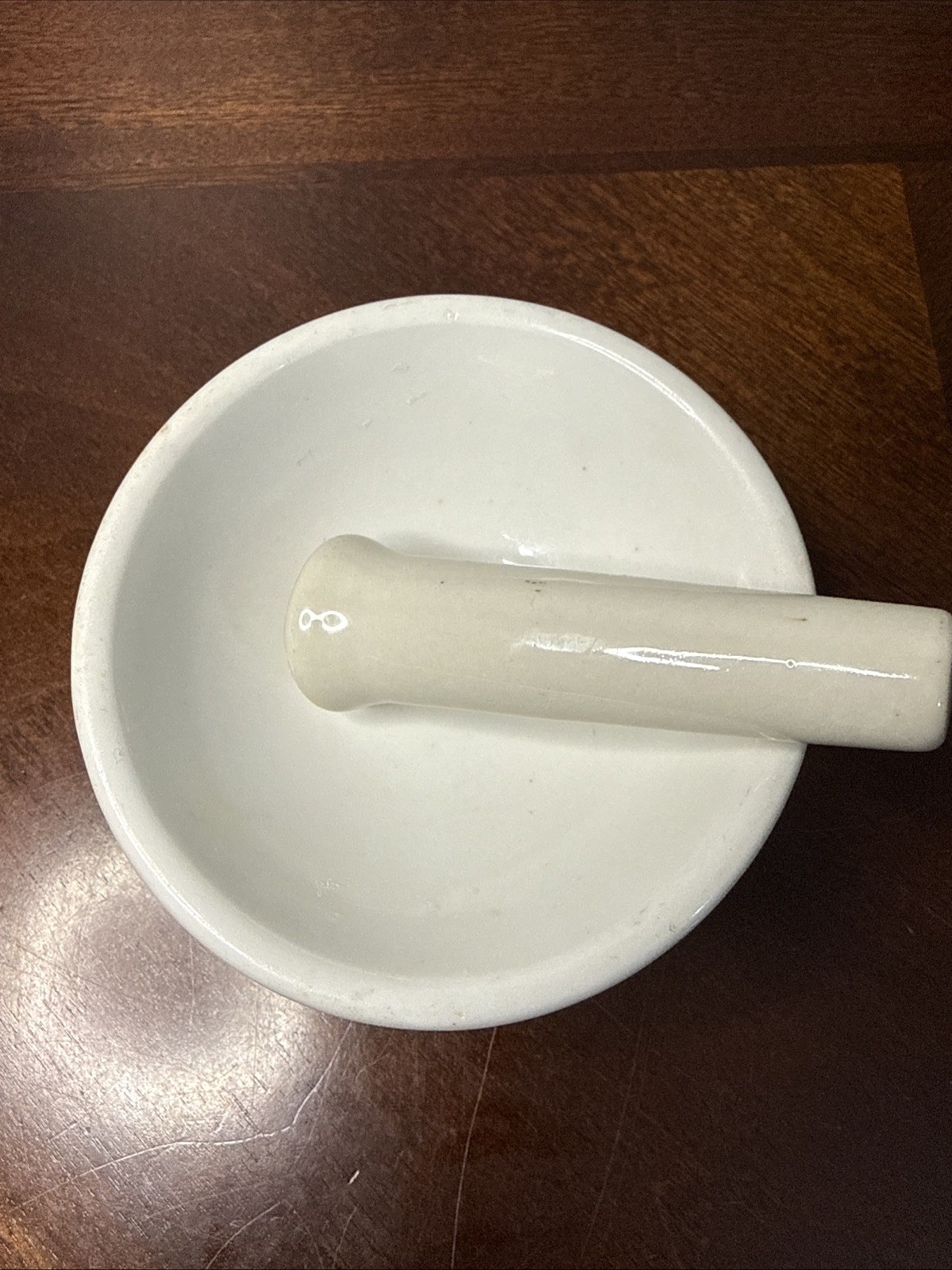 Vintage MSD Merck Sharp & Dohme Ceramic Pharmaceutical Mortar And Pestle 4.5” D