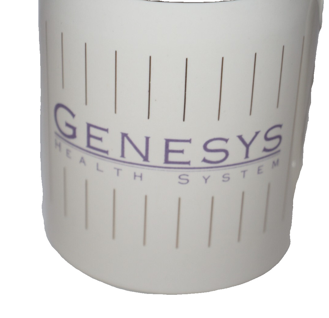 Genesys Health System Pharmaceutical Advertising Mug Cup Ivory With Gold Rim
