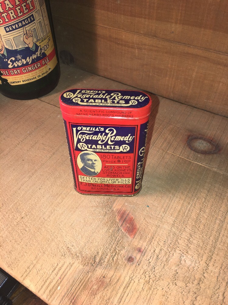 New Old Stock 1900 Tin- Full Never Used O’Neills Vegetable Remedy