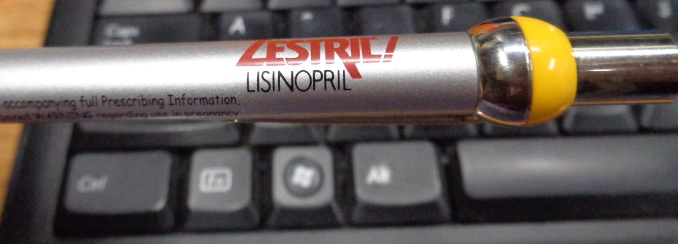Lot/2 Pharmaceutical Drug Rep Ink Pens ZESTRIL Lisinopril ~ TESTED / WORKS!