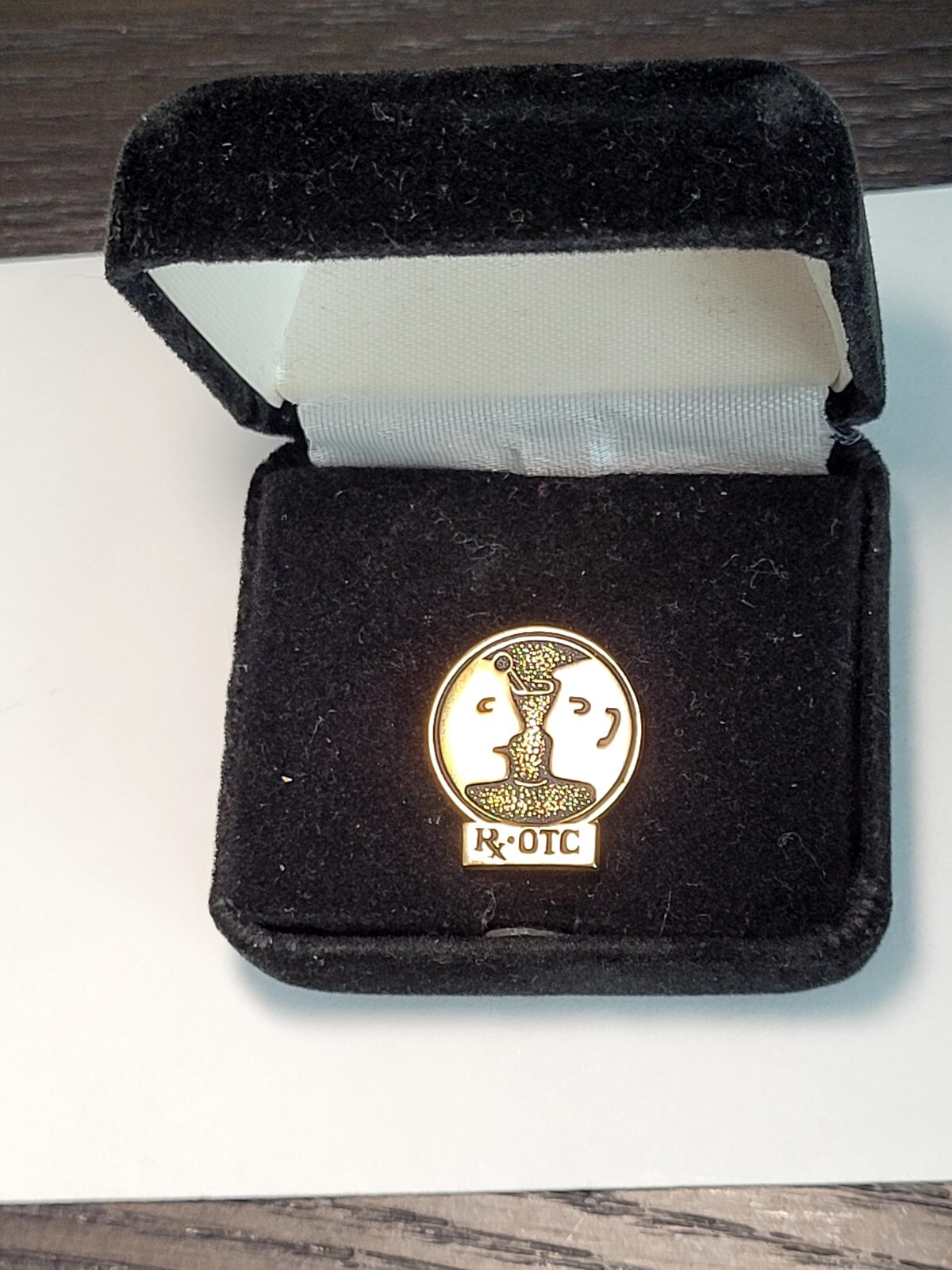 Vintage Pharmacy Professional RX OTC Logo Lapel Pin Goldtone Tie Pin