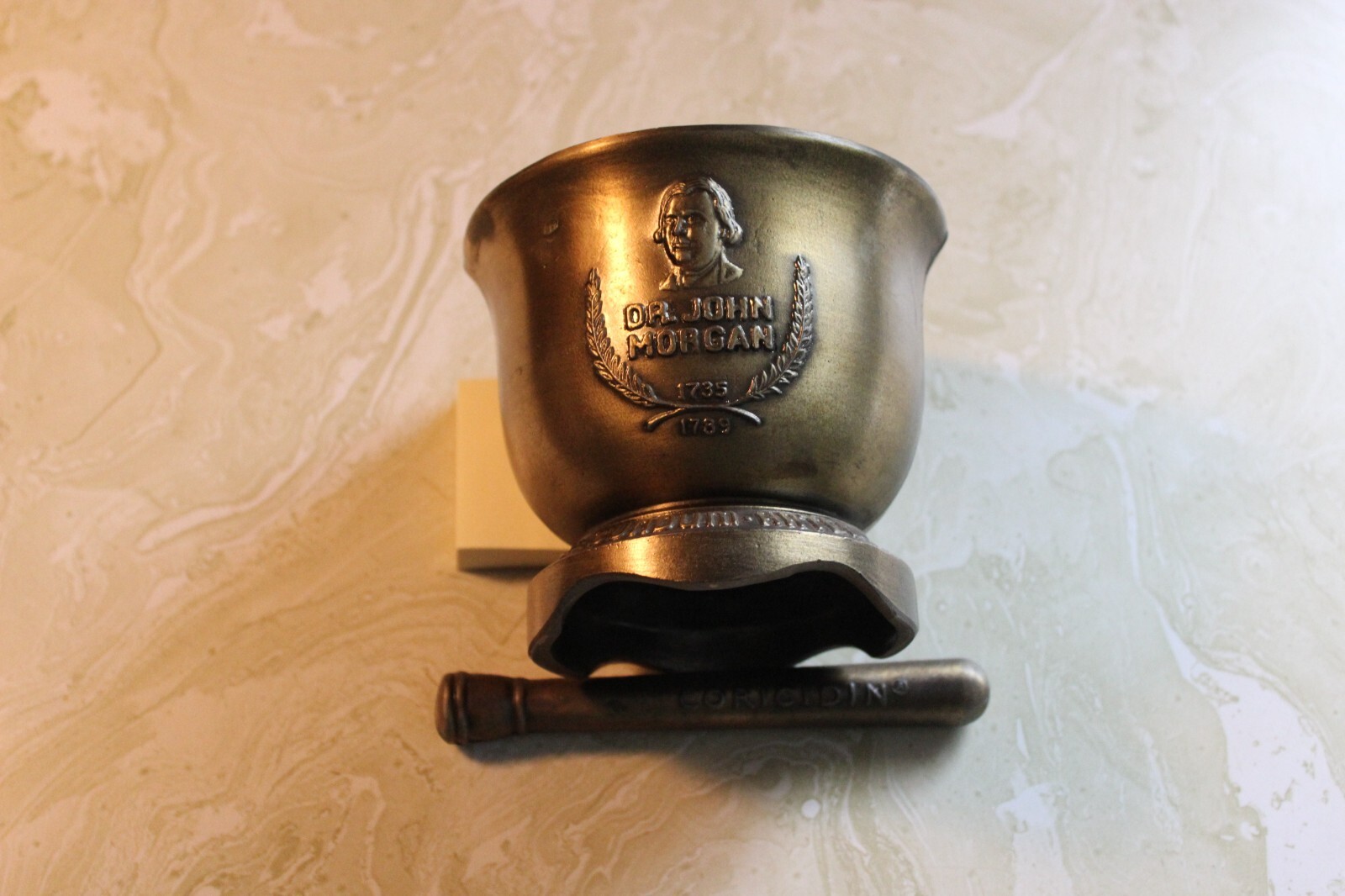Vintage Bronze Mortar & Pestle Apothecary Chemist Pharmacy Dr. John Morgan