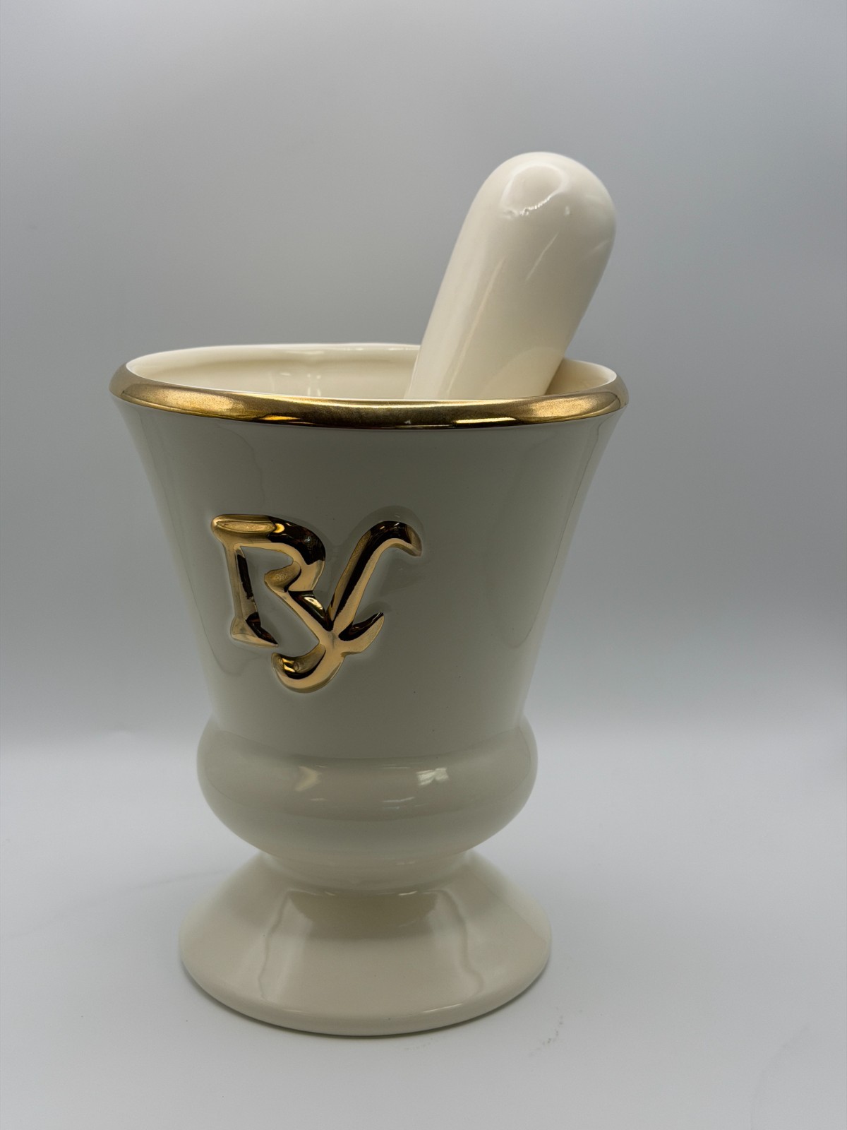 RARE Vintage Owens Illinois RX Porcelain Pharmacy Apothecary Mortar & Pestle Set