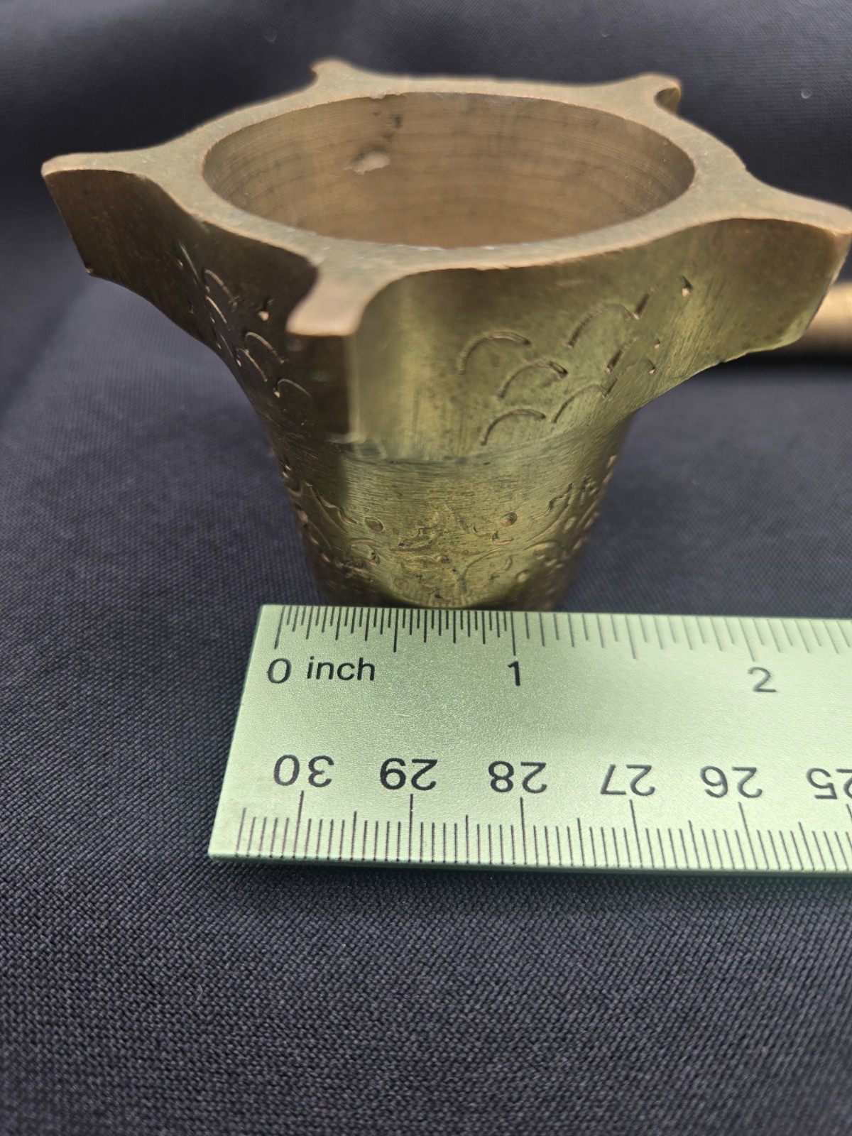 Vintage Solid Brass Mortar And Pestle, 2 X 2.75 And 3.75Inches
