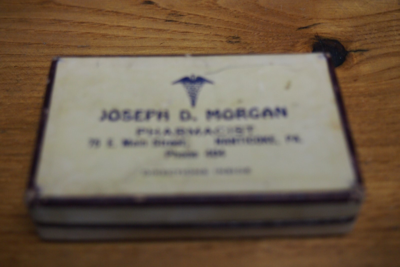 Vintage 1950’s Cardboard Pharmacist pill box – Nanticoke PA