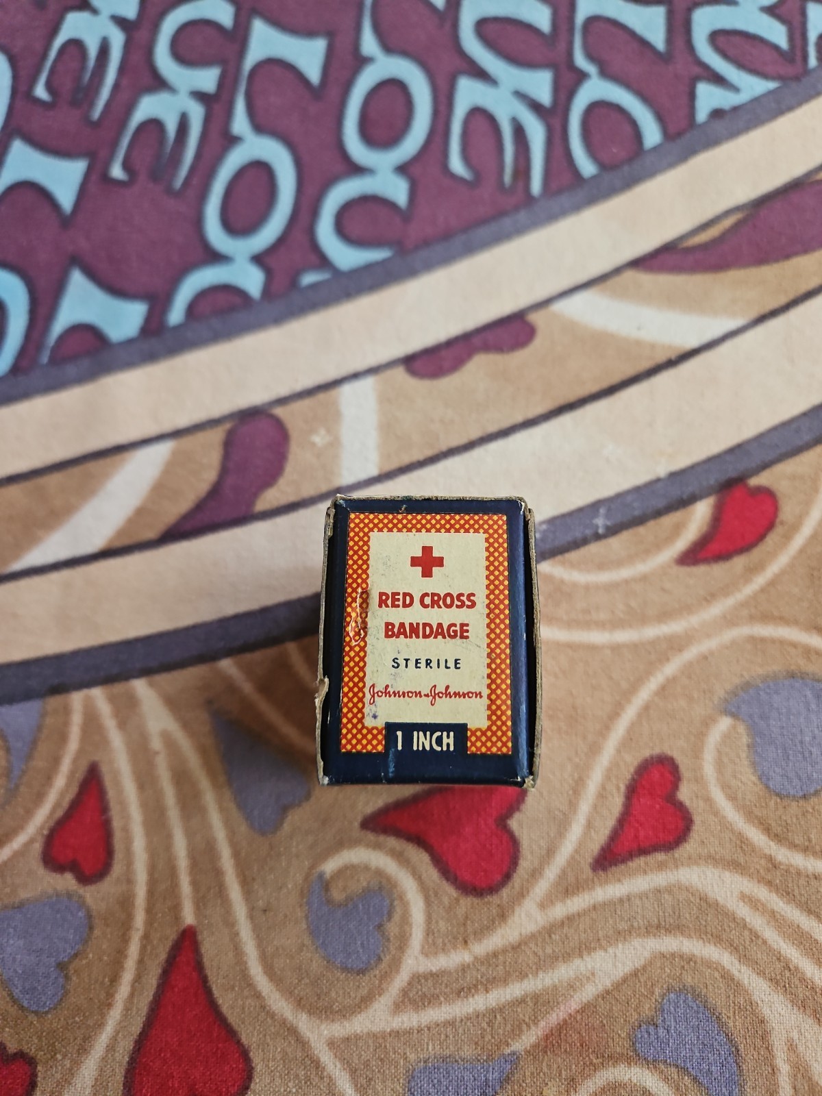 Vintage J&J Red Cross Bandage Medical Original Box Unused & Bandage Antique