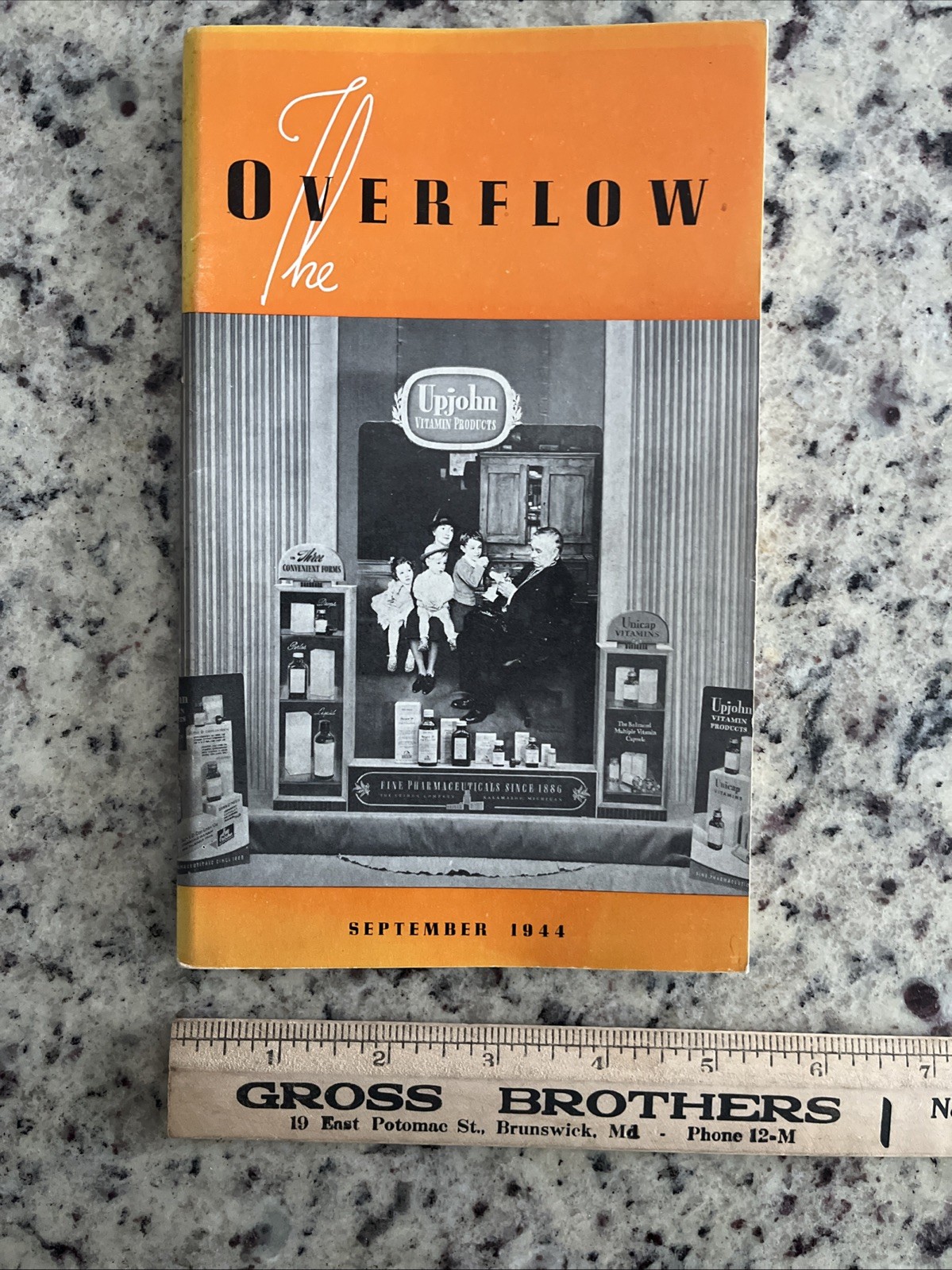 Vintage 1944 WWII Upjohn Pharmaceuticals Employee Magazine Vitamin Store Display