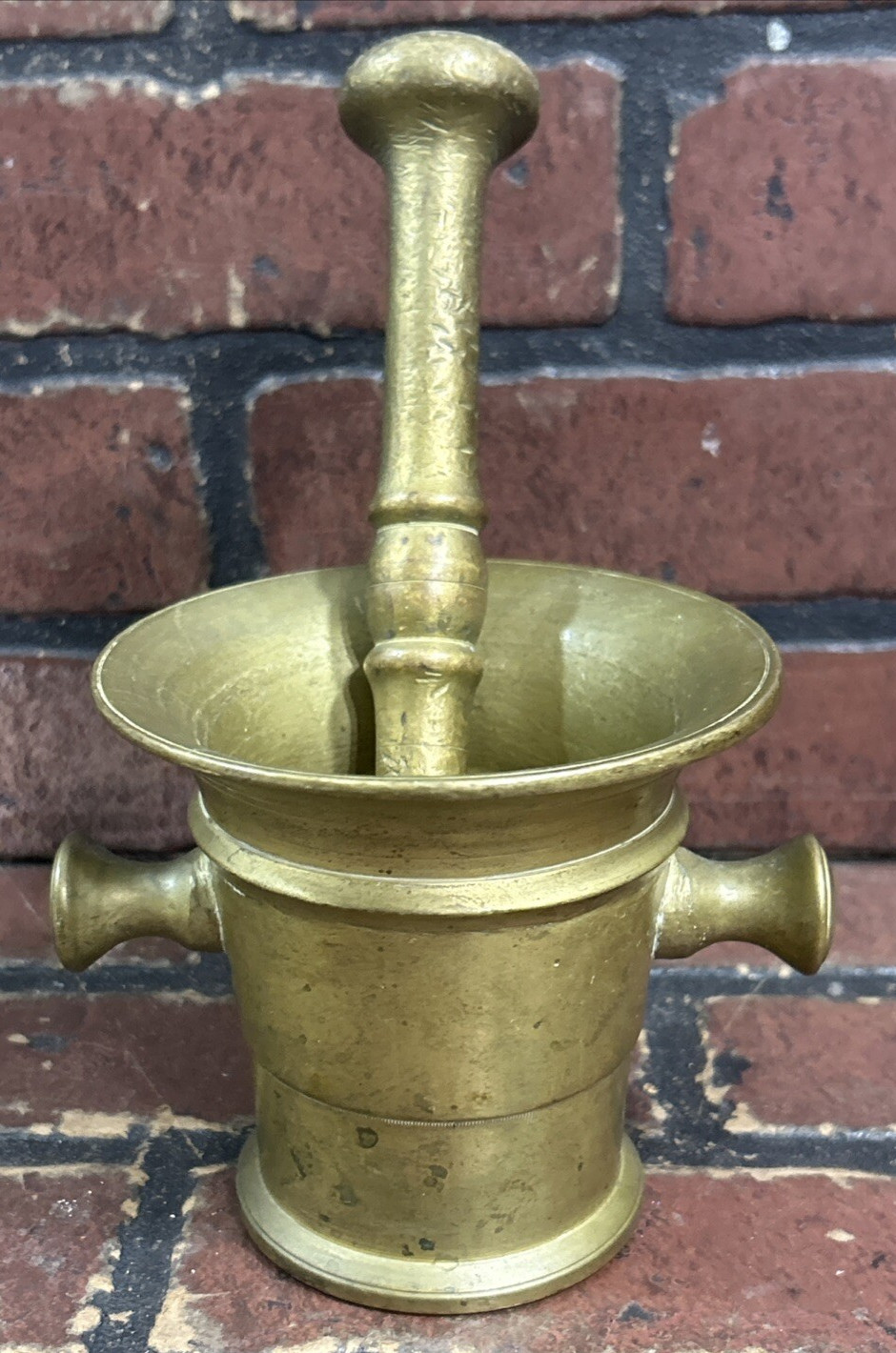 Vintage/Antique Solid Brass Mortar and Pestle Heavy