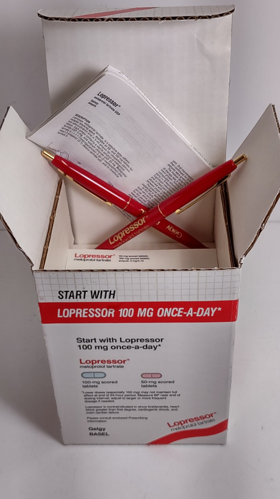 Pharmaceutical Drug Rep PromoAd Pen Post It Coffee Mug Lopressor (Beta Blocker)