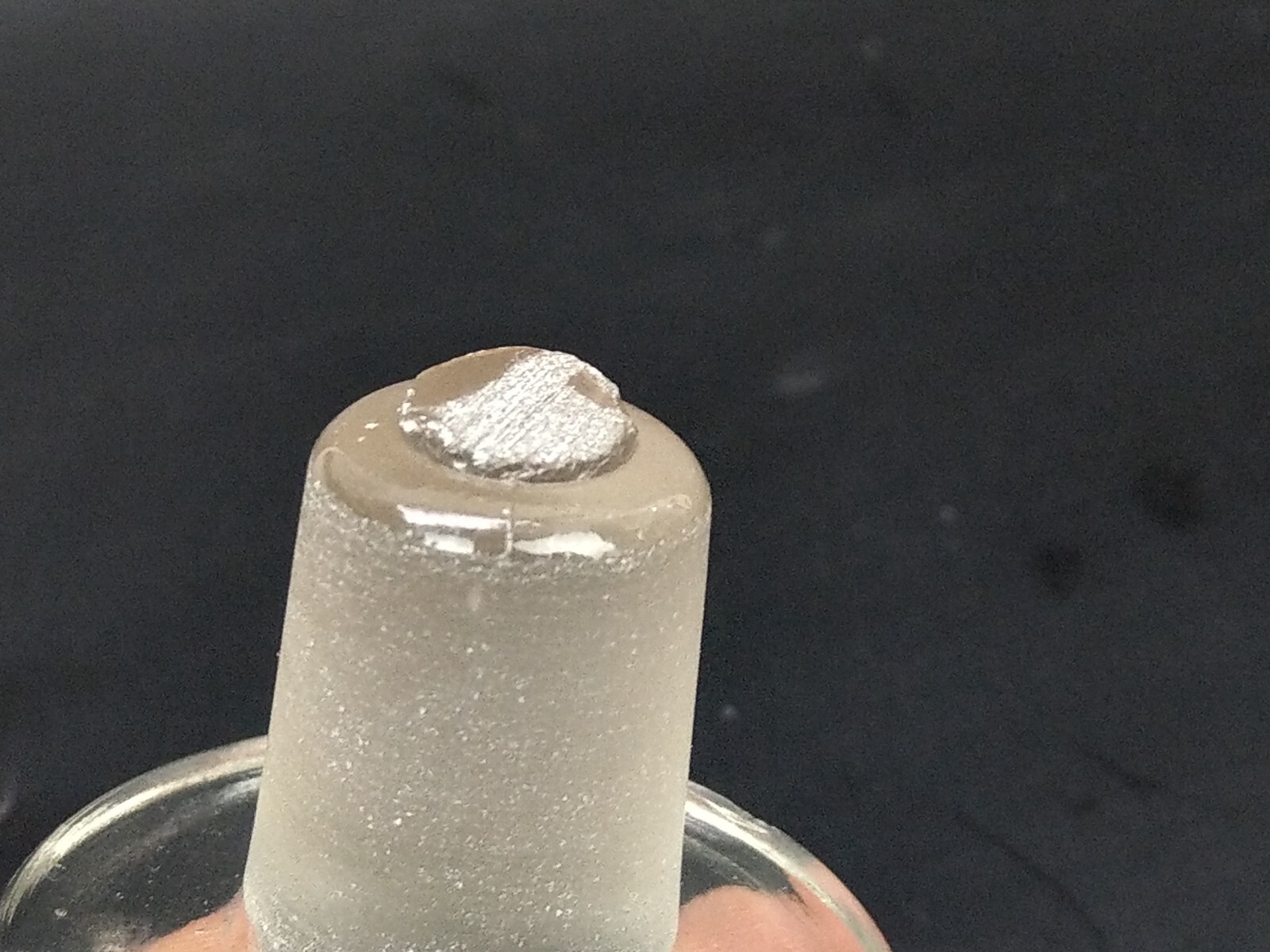Antique chemist clear bottle with flat stopper This clear glass bottle from the