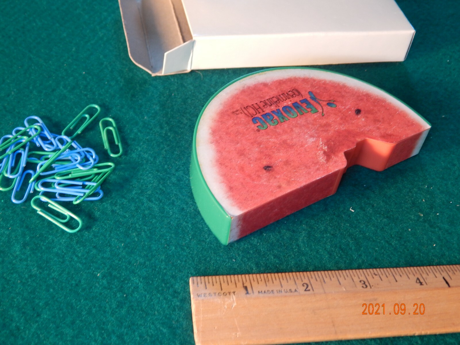 Watermelon 5X3X1″ Magnetic Paper Clip Holder & Clips Evoxac Pharma Drug Rep NIB