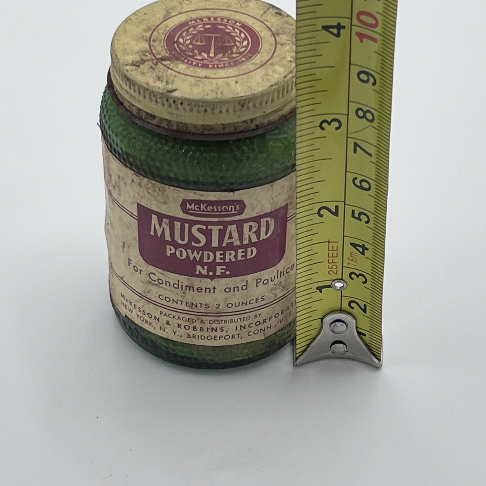 Vintage Apothecary Mckessons Mustard Powder jar with contents