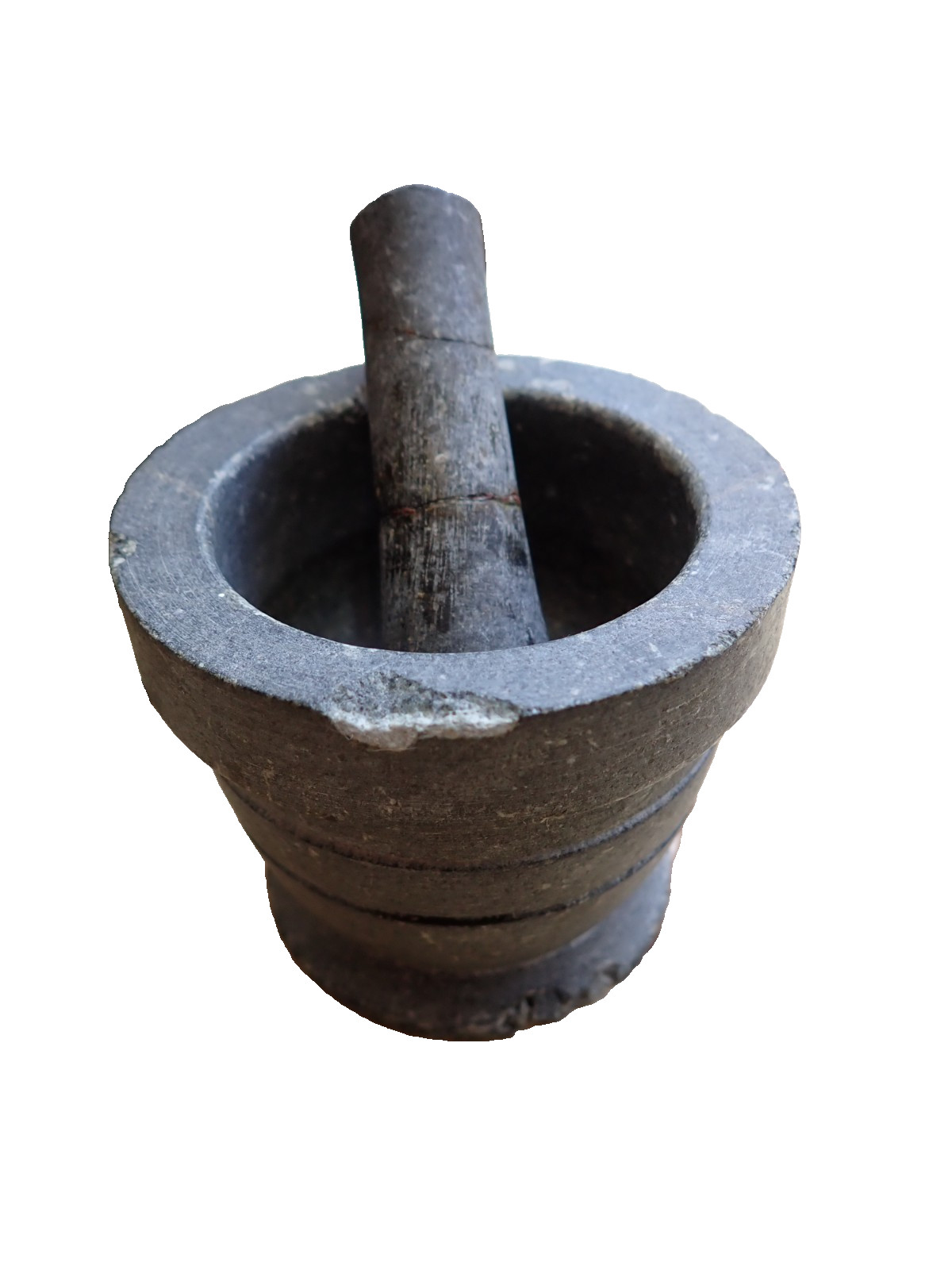 Schist Stone Herb Mortar Pestle Antique Carved Small Mortar