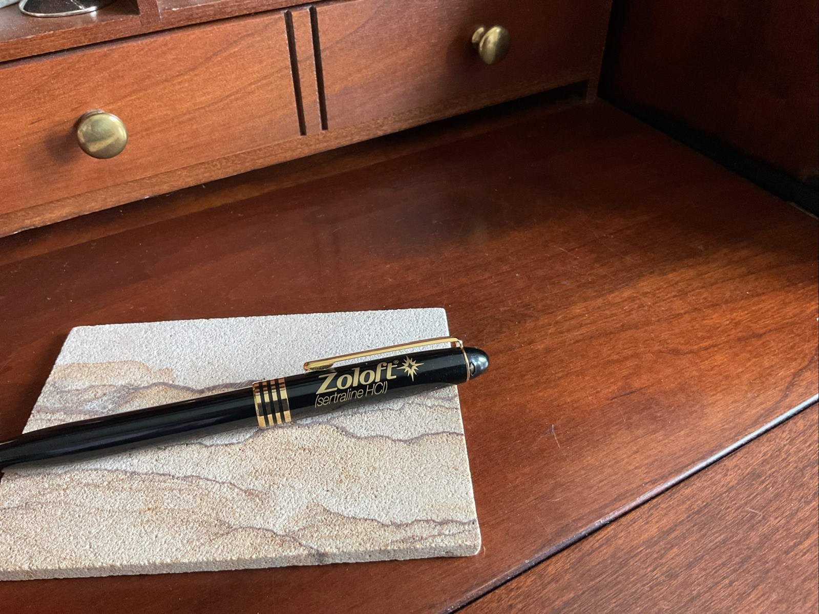 Ballpoint Pen ZOLOFT pharmaceutical promo Black & Gold