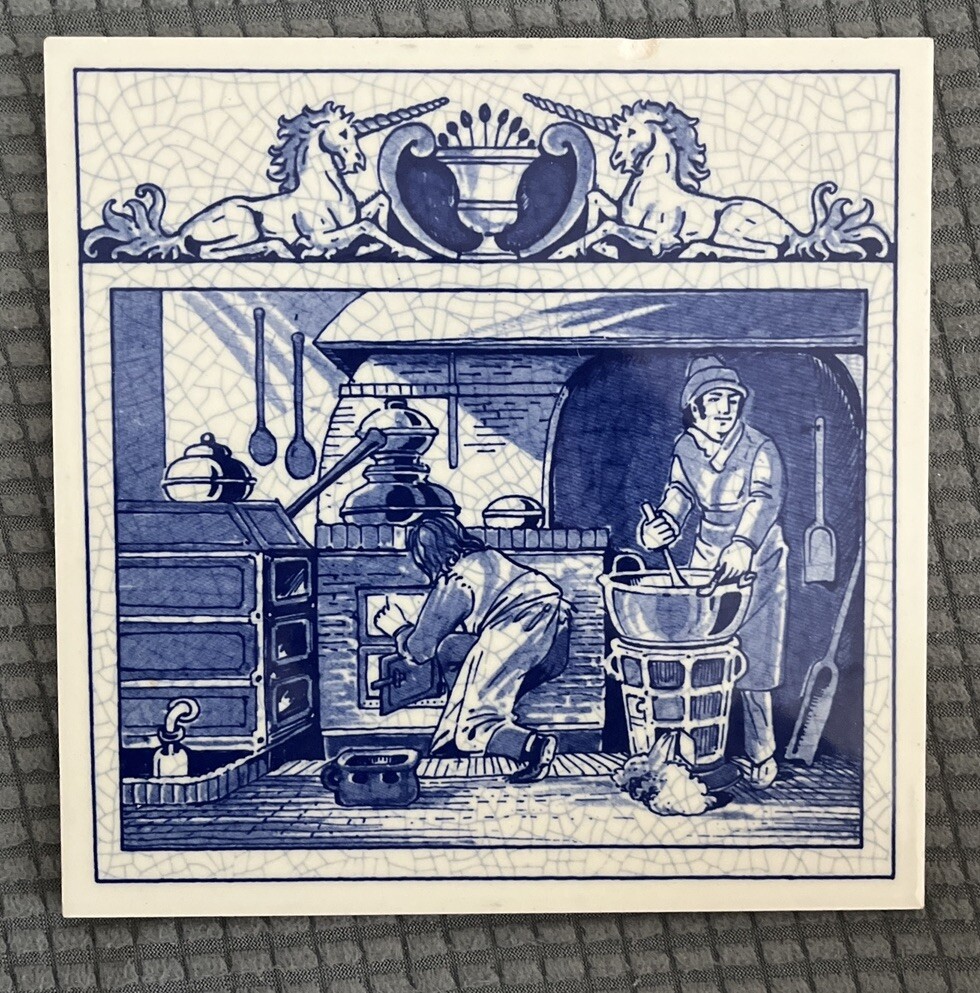 1990 Vintage Blue Delfts Tile 6×6”